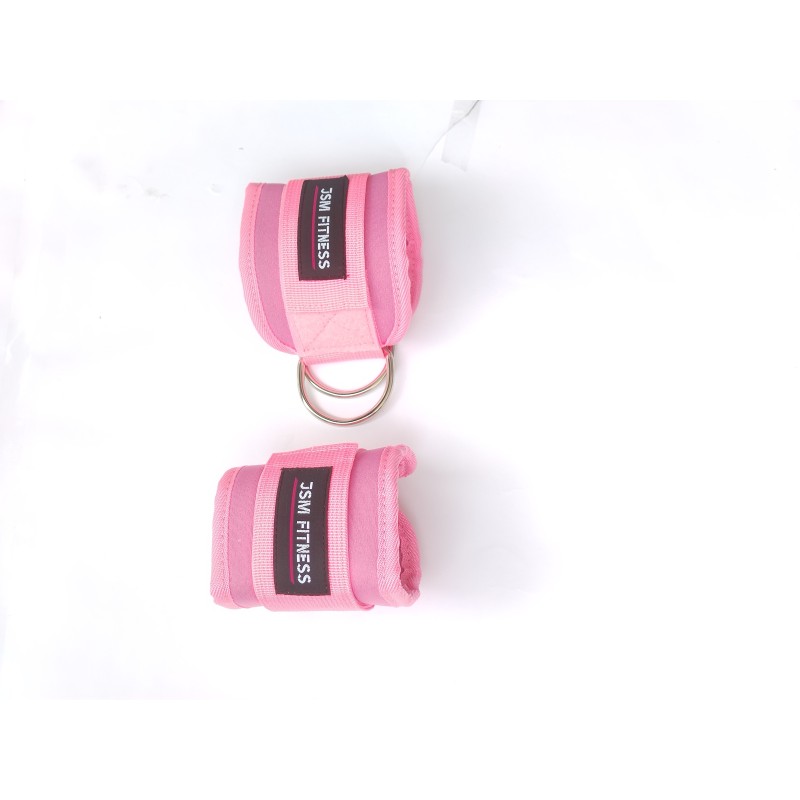 Pink ankle cuffs for pulley and cable, Straps for training glutes and legs