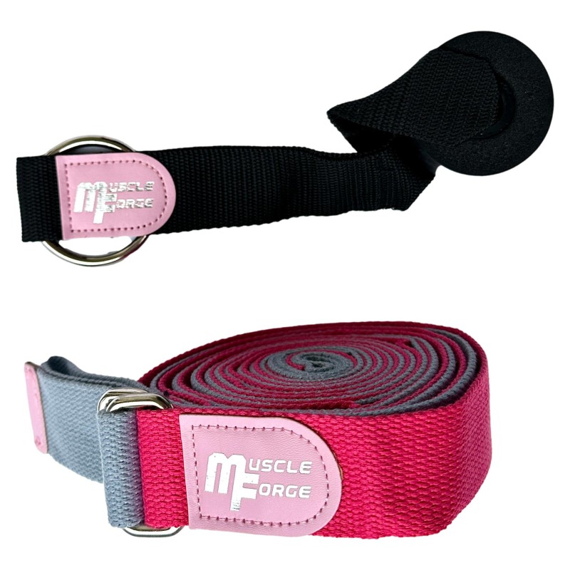 Yoga training and leg stretching belt with door clip