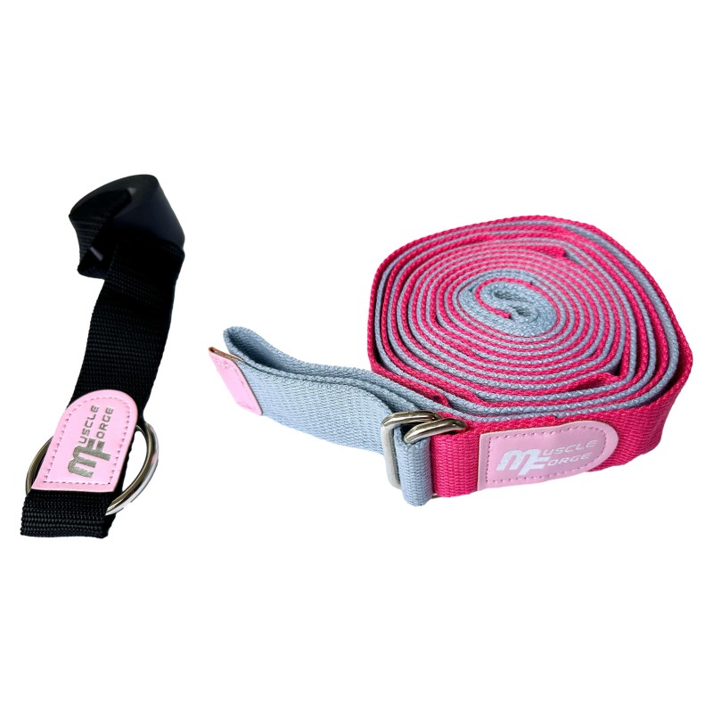 Yoga training and leg stretching belt with door clip
