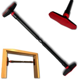 Szeroki drążek rozporowy do drzwi, regulowany 96-135 cm, miękkie końcówki z pianki, idealny do ćwiczeń podciągania