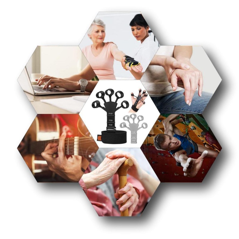 Fingertrainer aus Silikon, 3 Einstellstufen fur Finger, Unterarm Training