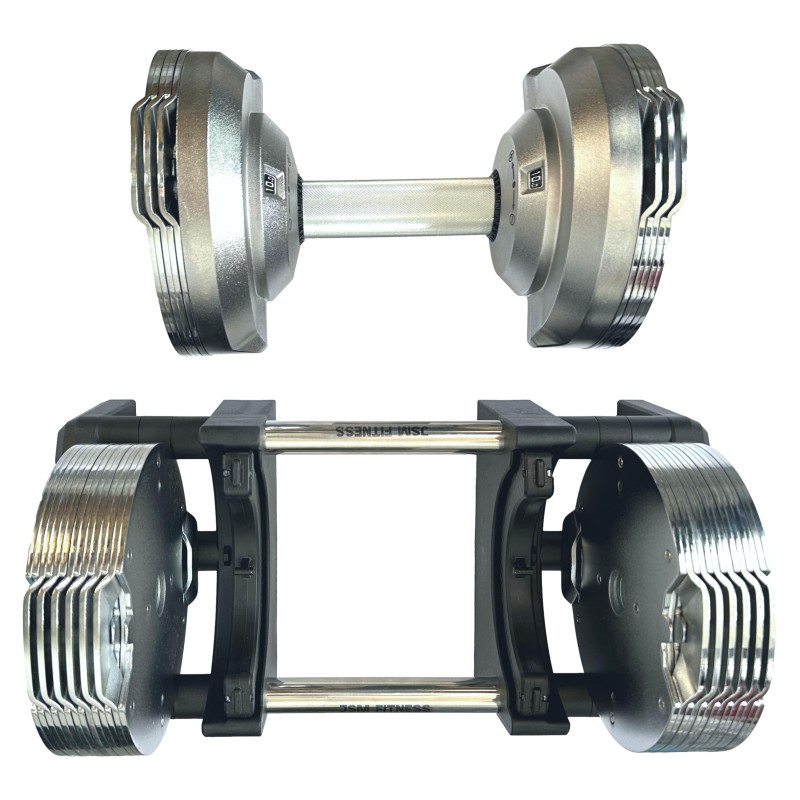 Manubrio regolabile 32,5kg con incrementi di 1,5kg, 20 manubri in 1