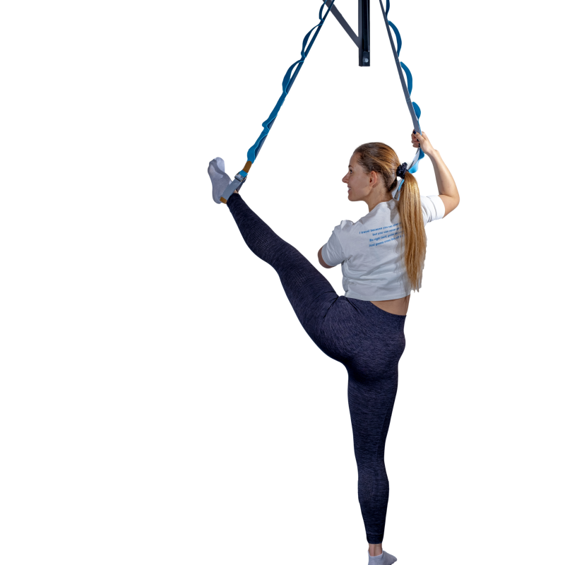 Yogagurt für Dehnung - Beinstrecker Joga Gurt mit Schlaufen und Türhaken