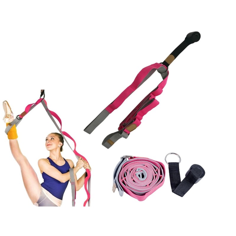 Yogagurt für Dehnung - Beinstrecker Joga Gurt mit Schlaufen und Türhaken