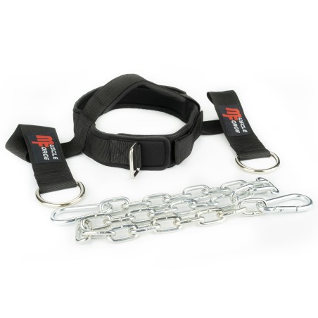 Weight belt for neck training with chain and carabiners