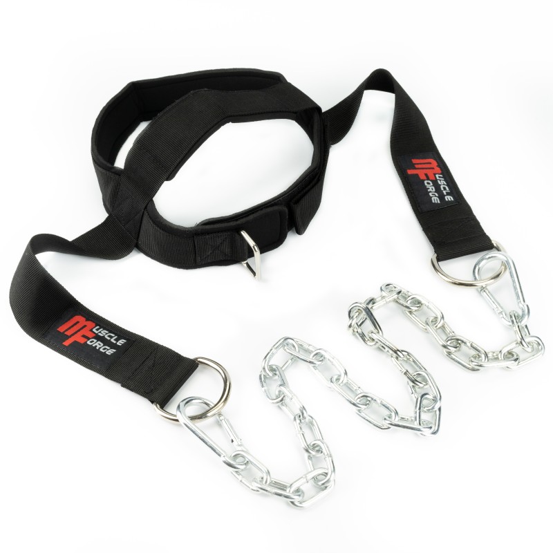 Weight belt for neck training with chain and carabiners